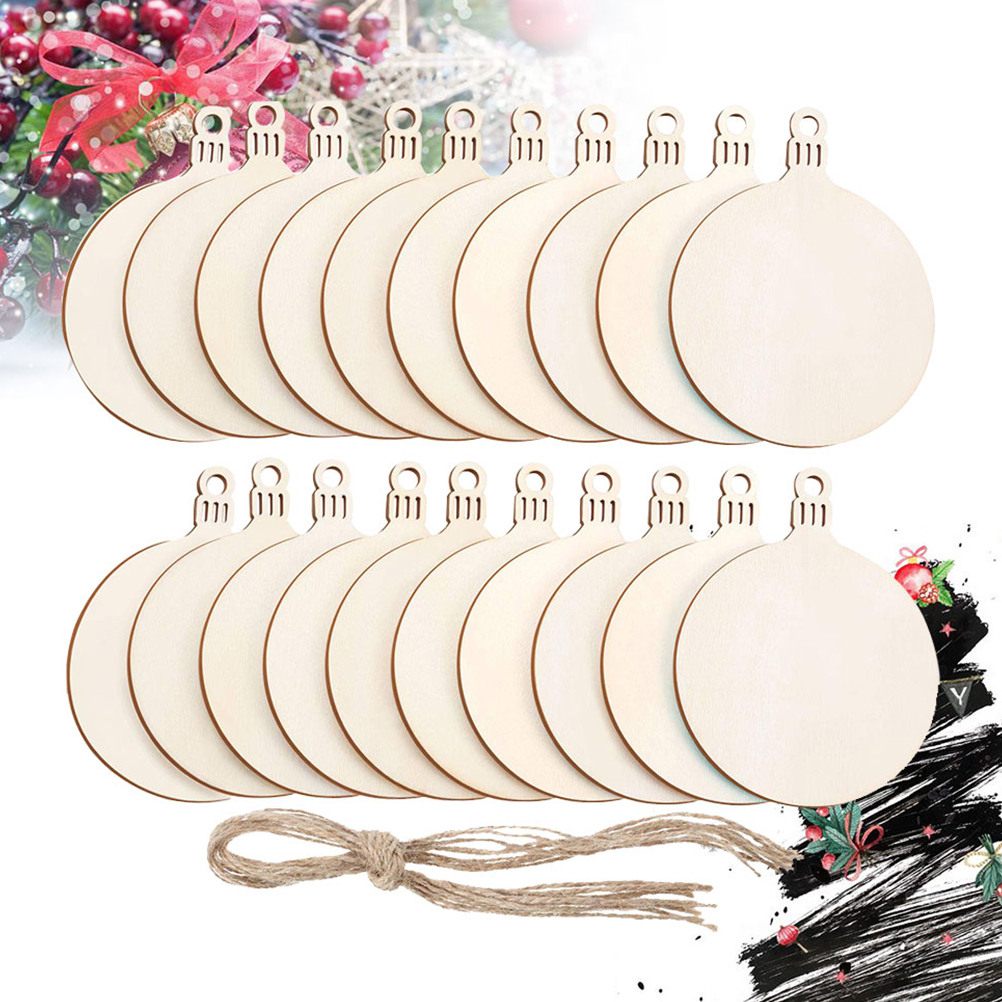 60Pcs Christmas Round Wooden Discs Wooden Hanging Ornament Natural Wood Slices - image 2 of 6