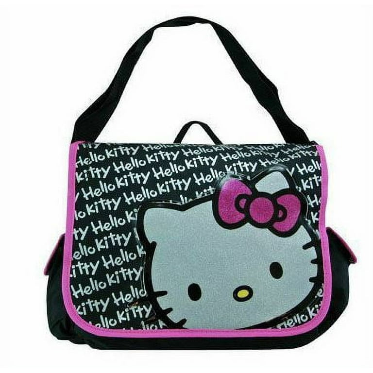 Hello Kitty Glitter Face Signature Black Messenger Bag