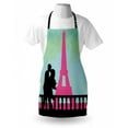 thumbnail image 3 of Kiss Apron Couple in Paris Kissing near the Eiffel Tower Valentine's Day Hand Drawn Style, Unisex Kitchen Bib Apron with Adjustable Neck for Cooking Baking Gardening, Seafoam Pink Black, by Ambesonne, 3 of 3