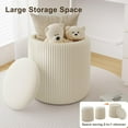 thumbnail image 4 of Round Ottoman with Storage Set of 2, White Vanity Stool, Upholstered Velvet Storage Ottomans, Makeup Chair Seat for Bedroom, Small Pouf Footstool for Living Room, 4 of 15