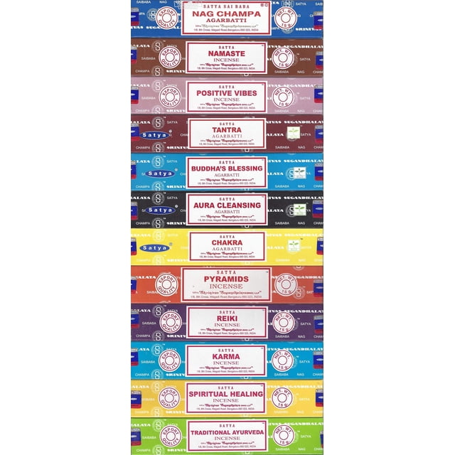 Set de 12 varillas de incienso Satya Bangalore Nag Champa de 15 g