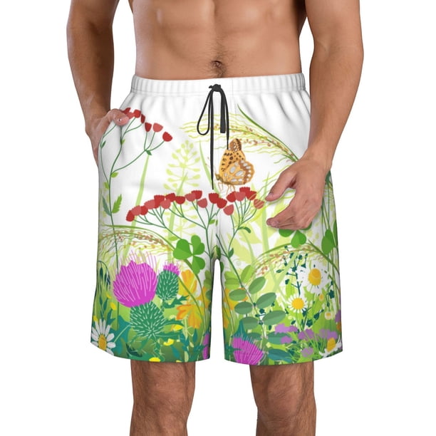 Fotbe Plants and Insects Trajes de Baño Estampados para Hombre, Shorts de Verano de Secado Rápido, Ropa de Playa, Bañadores-XX-Large