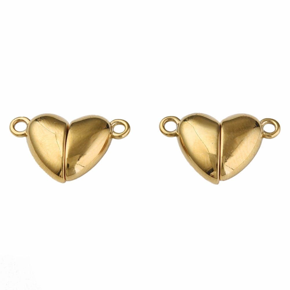 304 Stainless Steel Magnetic Clasps Heart Golden 11x17x5mm Hole: 1.5mm