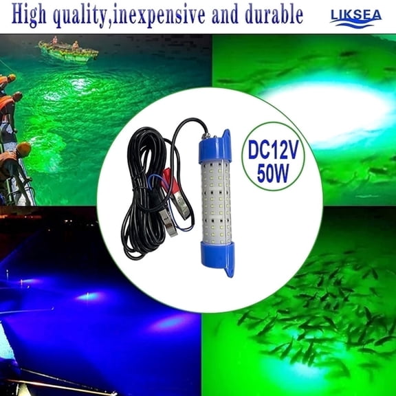 LIKSEA Underwater LED Fishing Light 12V 50W 7,800 Lumen Green