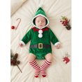 thumbnail image 6 of RUINIXCW Newborn Baby Boy Girl My First Christmas Outfit Velvet Romper Infant Santa Claus Costume Long Sleeve Fur Trim Red Hooded Jumpsuit with Socks, 6 of 10
