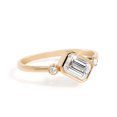 thumbnail image 4 of Jewelerix Emerald Cut Solitaire Ring, Moissanite 14K Vermeil Gold Ring Bezel Dainty Minimalist Wedding Proposal Ring, 4 of 6