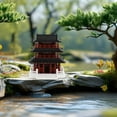 thumbnail image 4 of Hemoton Miniature Garden Pavilion Statue Traditional Chinese Zen Garden Pagoda Figurine for Aquarium Bonsai Meditation Fairy Garden Accessories Decoration, 4 of 8