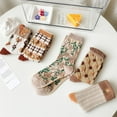 thumbnail image 6 of 5 Pairs Vintage Floral Crew Socks for Women, Soft Cotton Embroidered, Cottagecore Ruffle Socks for Casual & Dress Wear, 6 of 7