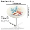thumbnail image 6 of SEANATIVE 24 x 24 Inch Cocktail Table Cover Set of 4 Stretchable Round Highboy Tablecloths High Top Table Cloths with Elastic Edge for Parties, Starfish Sea Shell Coral Print Creamy White, 6 of 7