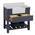thumbnail image 3 of Charlotte 36" Farmhouse Bathroom Vanity with Marine Gray Cabinet and Quartz Top, 3 of 7