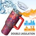 thumbnail image 2 of 40oz Paisley Travel Tumbler with Handle and Leak Proof Flip Straw Lid, Vacuum Insulated Stainless Steel Mug Gift for Him and Her, 2 of 5