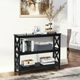 thumbnail image 2 of Costway 3-Tier Console Table x-Design Bookshelf Sofa Side Accent Table w/Shelf Black, 2 of 11