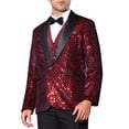 thumbnail image 4 of INSPIRE CHIC Blazers para Hombre Chaquetas de Traje de Lentejuelas Brillantes Metálicas de Cuadros Argyle 2XL Rojo, 4 of 5