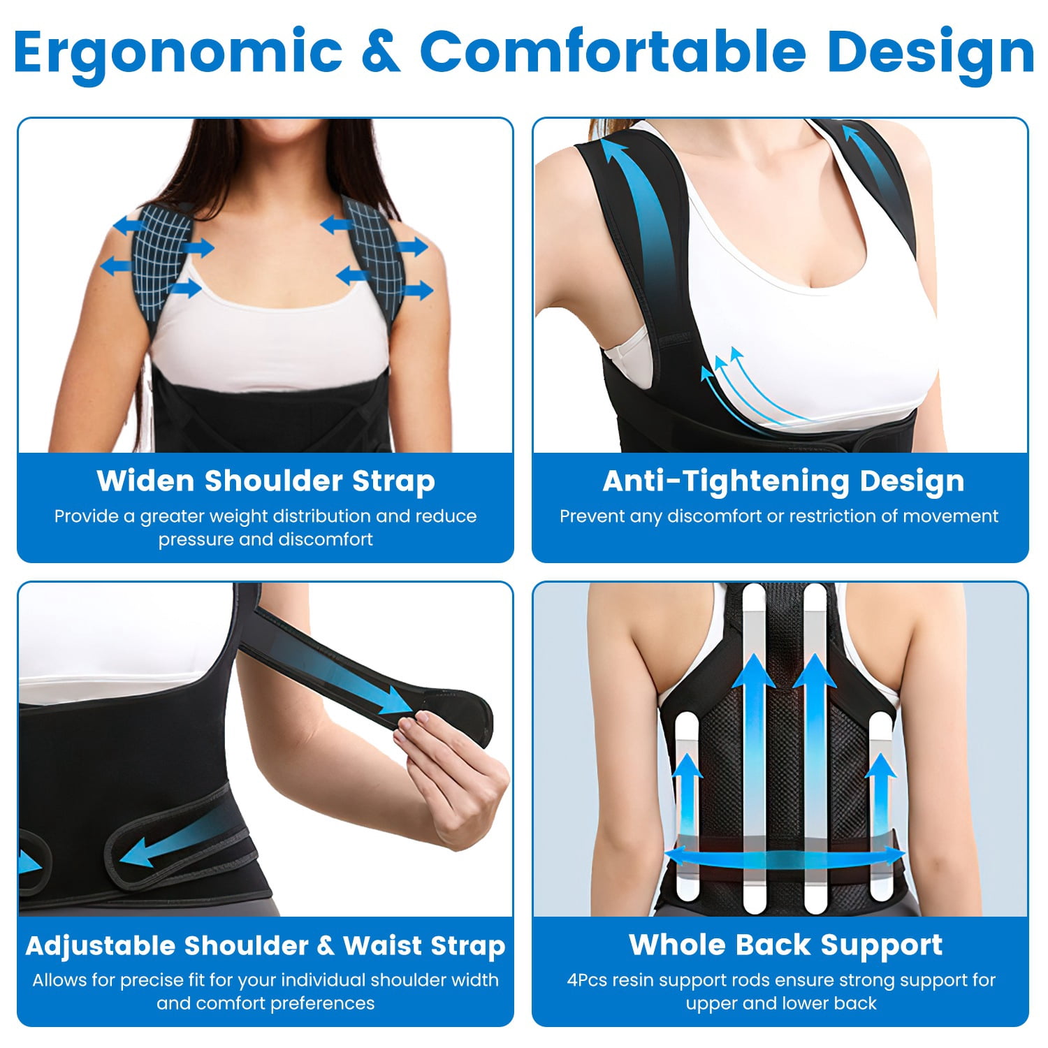 Imountek Posture Corrector for Women Men, Adjustable Back Brace for Hunchback Correction , Invisible Under Clothes
