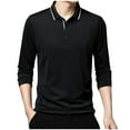 thumbnail image 2 of Blczomt Plain Polos for Men Long Sleeve Black Polo Dress Shirt Formal Collared Button Mens Clothes, 2 of 6