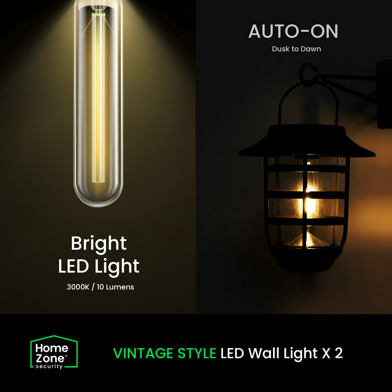 Home Zone Security Solar Wall Lantern Lights - Outdoor 3000K Decorative Light No