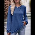 thumbnail image 4 of Camisas de Larga para Mujer, Moda Otoño 2025, Blusas Elegantes e Informales, Blusas Tipo Túnica Plisadas con Cuello Redondo. Azul Real M, 4 of 10