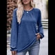 thumbnail image 4 of Camisas de Larga para Mujer, Moda Otoño 2025, Blusas Elegantes e Informales, Blusas Tipo Túnica Plisadas con Cuello Redondo. Azul Real L, 4 of 10