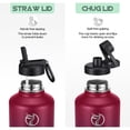 thumbnail image 4 of GEDUX 64oz Insulated Stainless Steel Water Bottle with 2 Leak Proof Lids(Spout Lid and Straw Lid) Wide Mouth Powder-Coated Water Bottle with Paracord Handle for Sports and Travel, 4 of 7