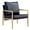 Black, variant on Fiber Cloth Armchair Metal Frame upholstered Back and Cushion Sofa Chair Living Room, Grass Green
