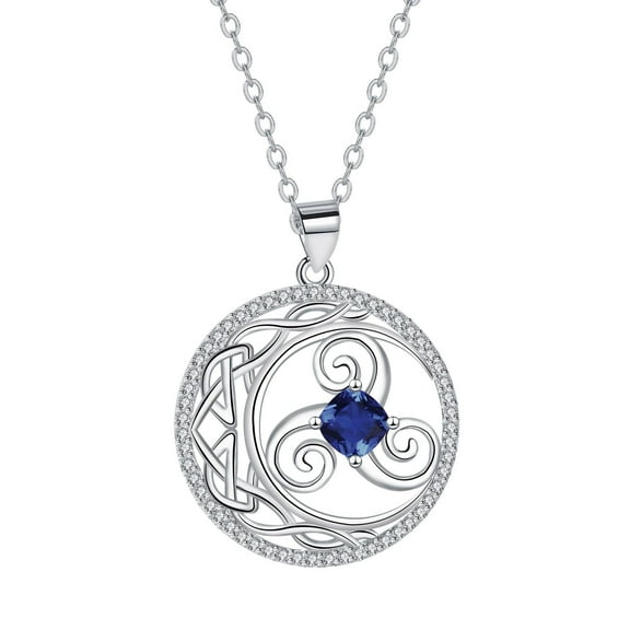 Celtic Knot Necklace Triskele Moon Pendant Gemstones Triskelion Jewelry for Women