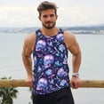 thumbnail image 6 of Lsque Blue Skull Crystal Pattern Mens Tank Tops Muscle Athletic Quick Dry Sleeveless Workout Fitness T Shirts Beach Tank Top, Loose-fit Sleeveless Shirt for Men-, 6 of 7