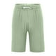 thumbnail image 4 of pstuiky Pantalones cortos de gimnasio para hombre, Pantalones cortos deportivos de lino sintético con bolsillos y cintura elástica para hombre, de pierna recta, para playa, hasta la rodilla., 4 of 6