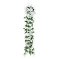 thumbnail image 1 of TQEHS Cesta de ratán para colgar en la pared con flores artificiales de orquídea violeta de seda falsa D5P8, 1 of 6