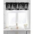 thumbnail image 2 of Christmas Tree Linen Curtain Valance for Bedroom/Bathroom/Kitchen/Office/Living/Dining Room Window,Xmas Elk Winter Snowflake Classic Black Rod Pocket Topper Decorative Cafe Drapes Panel 54"x18", 2 of 6
