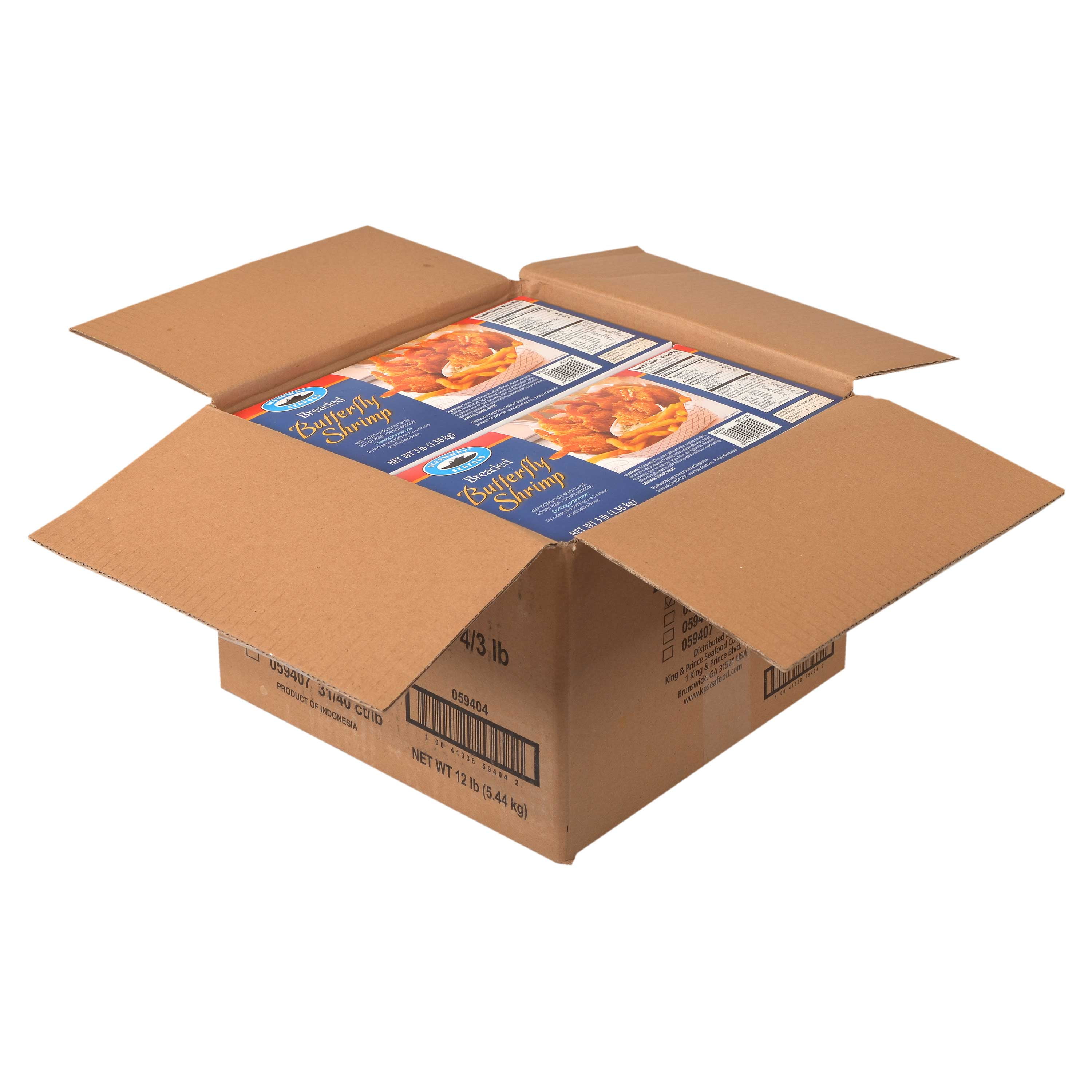 Oceanway Seafood Butterfly Breaded Shrimp - 16/20 Count, 3 Pound - 4 per case.