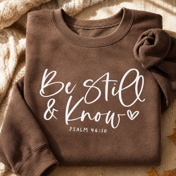 Christian Shirt, Be Still and Know Psalm 46:10 Sweatshirt, Minimalist Bible Verse Hoodie, Faith Gift for Women, Church and Prayer Group