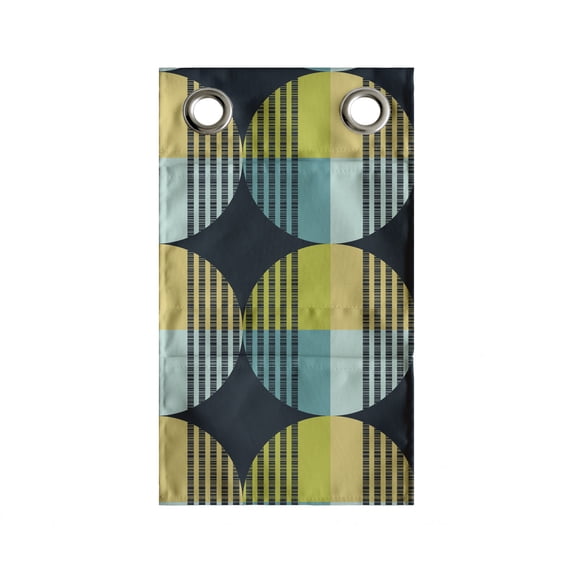 Abstract Hanging Pocket Organizer, Continuous Pattern with Retro Rounds Geometry Themed Illustration, Printed Polyester Storage Bag with Pockets, 9" x 16", Multicolor