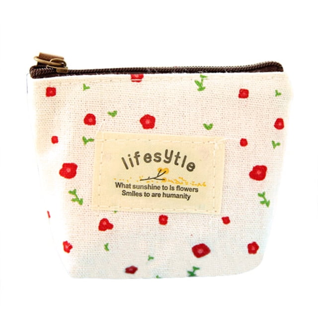 Guardurnaity Carteras Fundas para monedas con estampado floral Tarjeta Monedero pequeño Bolsa Titular de la clave Bordado Auricular Bolsas de moda Carteras Blanco Ninguno