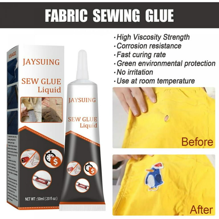 Fabric Glue, Cloth Repair Sewing Glue, Permanent, Clear, Washable Clothing  Adhesive for Printed Pants, Cotton Flannel, Denim, Leather - Easy Clothes  Mending - Ideal for DIY Projects and Crafts - 50ml 
