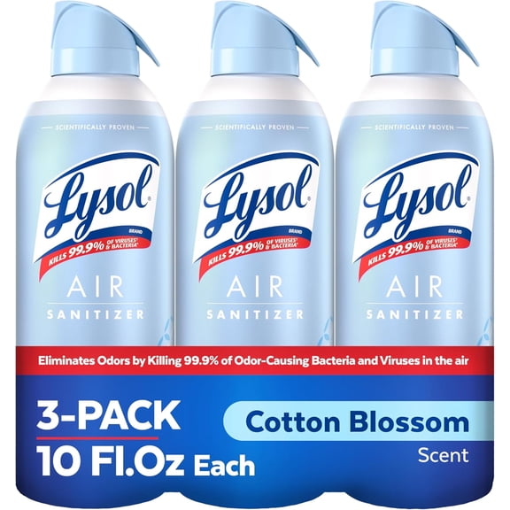 Air Sanitizer Spray with Bacterial Odor Eliminator for Home & Office, Sanitizing Air Spray, Air Freshener Alternative, Cotton Blossom Scent, 10 oz (Pack of 3)