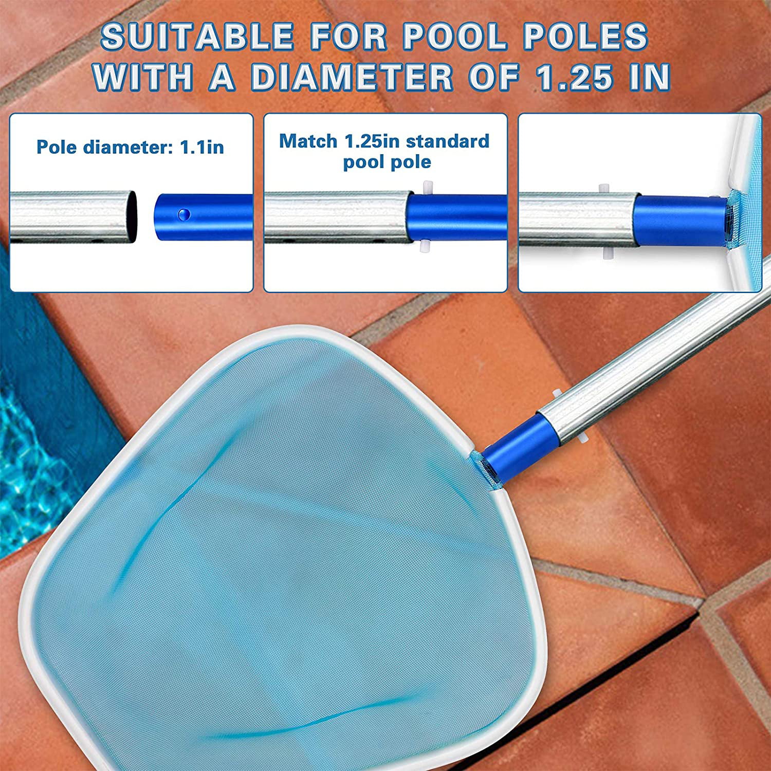 Pool Skimmer Net - Small Fine Mesh Plastic Leaf Skimmer for Swimming Pool  and Spa Supplies - Pole Not Included 