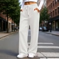 thumbnail image 6 of Liuinsasek Women's Waffle Pattern Wide Leg Pants Fashion Casual Solid Color Drawstring Elastic Waist Comfy Loose Lounge Pants Winter style with Pockets, 6 of 8