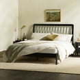 thumbnail image 3 of Walker Edison Mid-Century Modern Slatted Solid Wood Queen Bedframe, Black, 3 of 16