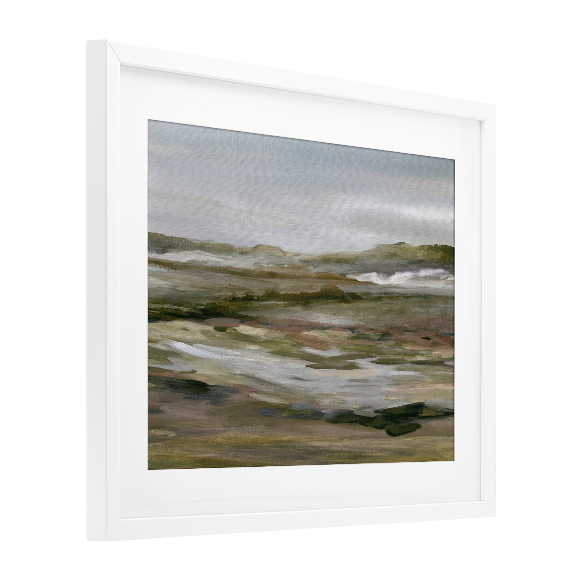 Stupell Industries Natural Meadow Abstract Horizon White Framed Print Under Glass, design by Carol Robinson