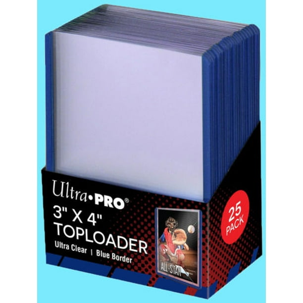 25 Ultra Pro 3x4 BLUE BORDER TOPLOADERS Standard Size Trading Card