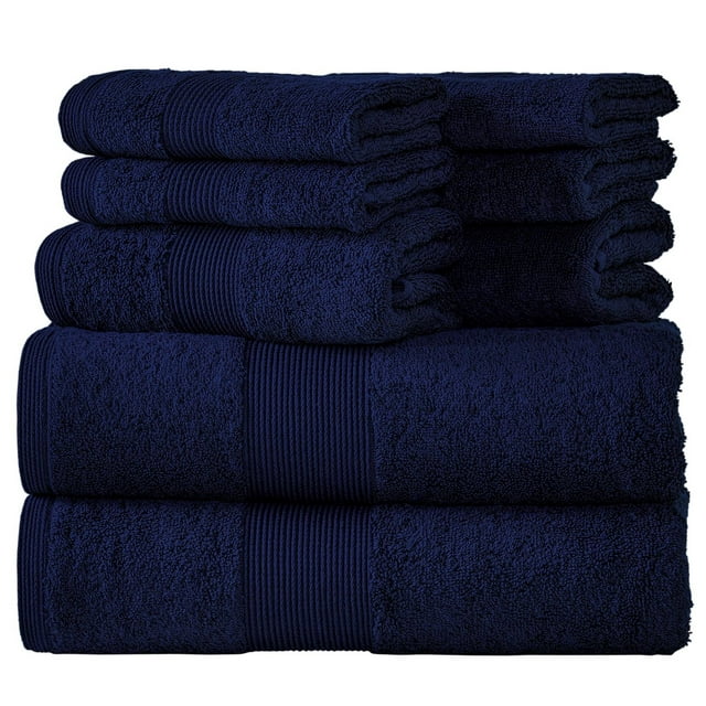 Camelot 8 Piece 600 GSM 100% Zero Twist Cotton Towel Set, Highly Absorbent| 2 Bath Towels, 2 Hand Towels, and 4 Washcloths