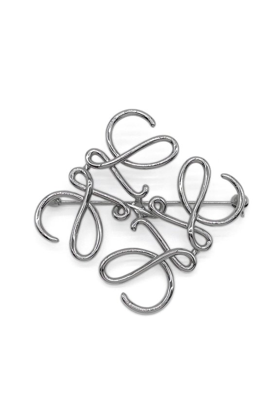 Pre-Owned LOEWE Anagram Brooch, 5cm x 5.2cm, 111.25.020, Metal, Silver, Women's.