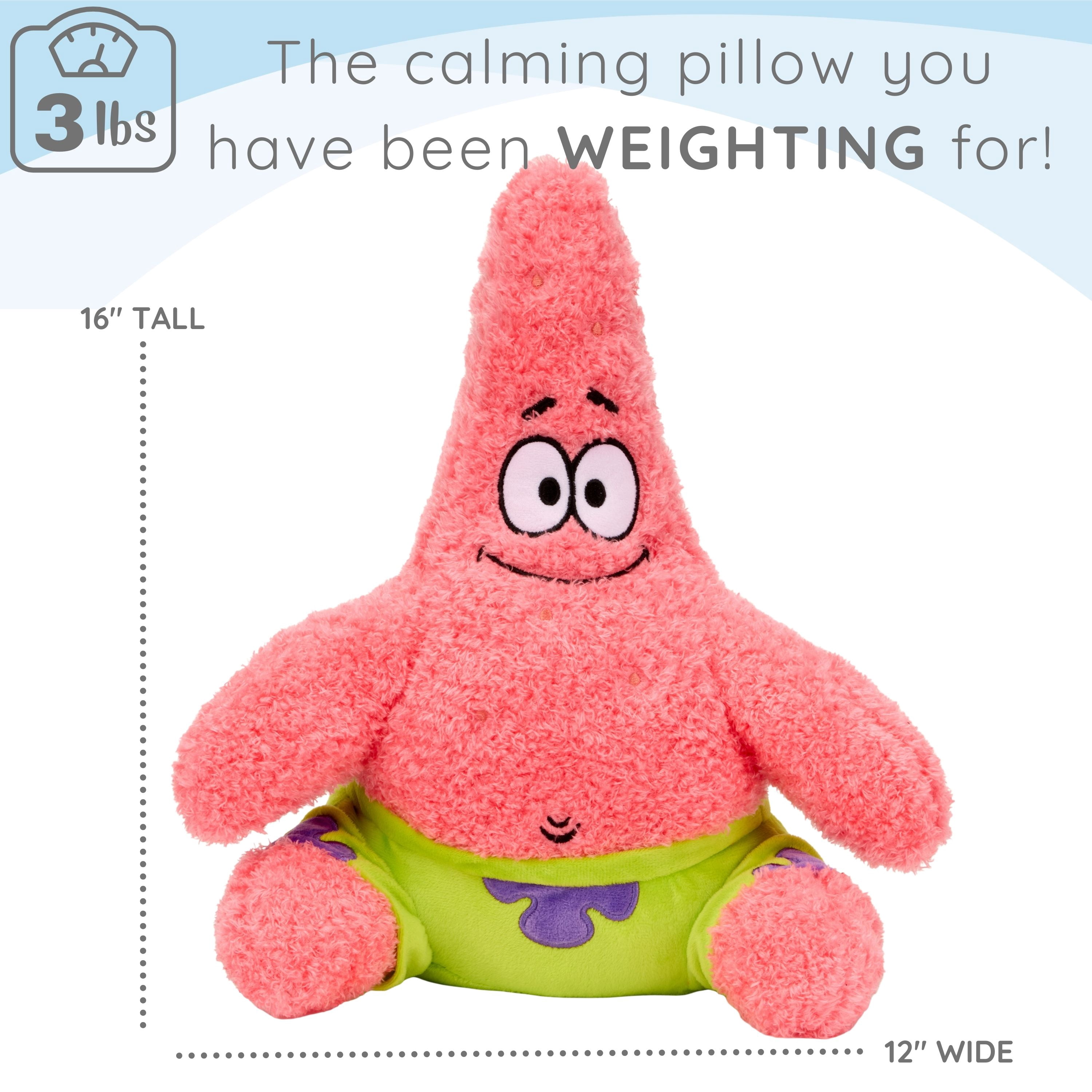 Spongebob SquarePants Patrick Kids Weighted Pillow Buddy, 3 lb Character Plush