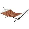 thumbnail image 3 of Northlight Cotton Striped Hammock - 75" x 59" - Red and Green, 3 of 8