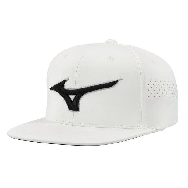 Gorra de Béisbol Mizuno Tour Flat Snapback para Mujeres - Blanco/Negro