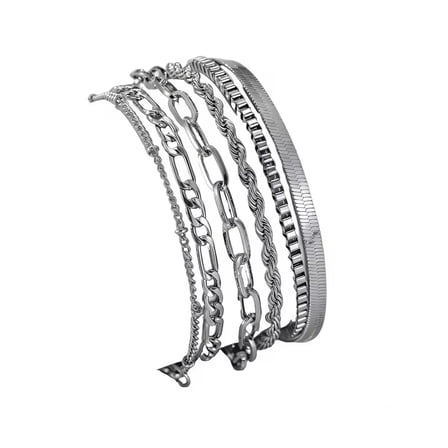 DESIGNICE Silver Bracelets for Women,925 Sterling Silver Bracelet Stack Non Tarnish Trendy Herringbone Paperclip Bracelets for Women Dainty Waterproof Silver Chain Bracelet Sets Jewelry Gift