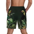 thumbnail image 2 of Lsque Mens Swim Trunks Palm Leaves And Exotic Birds Pattern - Bathing Suit Compression Liner - Beach Swim Shorts Swimwear - (S-3XL) - Stretch Quick Dry -X-Large, 2 of 9