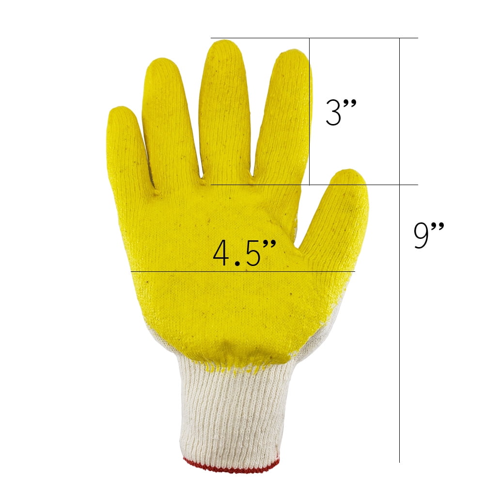 40 Pairs, The Elixir String Knit Palm, Yellow Latex Dipped Nitrile Coated  Work Gloves for General Purpose, Safety Working Gloves, Made in Korea 