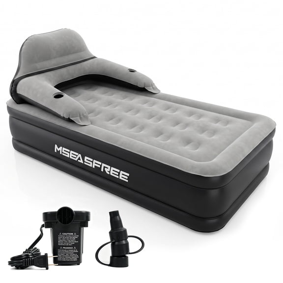 Mseasfree Twin Size 18" Air Mattress with Headboard, Airbed Inflatable Couch with Pump