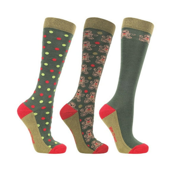 Hy  Adult Gingerbread Christmas Boot Socks (Pack of 3)